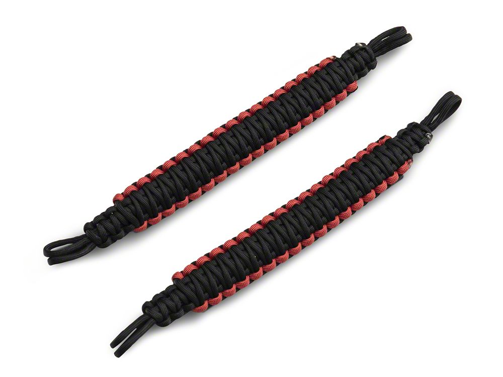 RedRock Headrest Paracord Grab Handles; Black and Red (20-25 Jeep Gladiator JT)