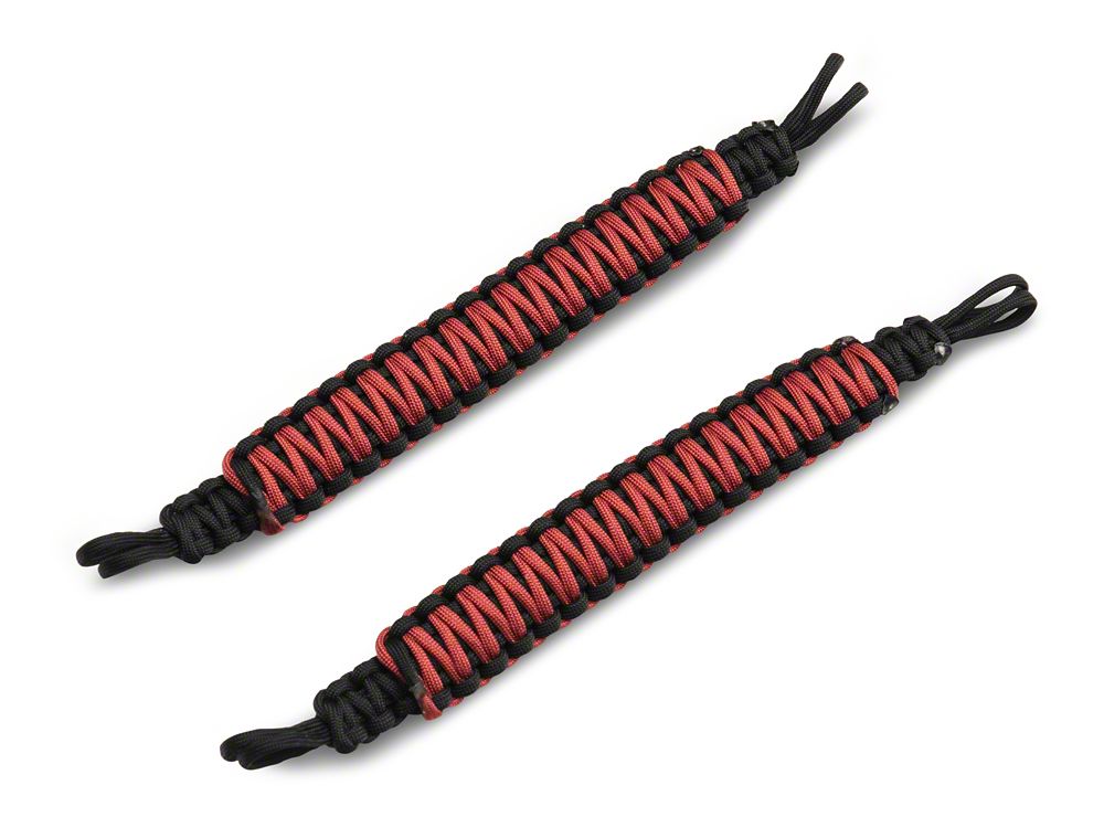 RedRock Headrest Paracord Grab Handles; Black and Red (20-25 Jeep Gladiator JT)