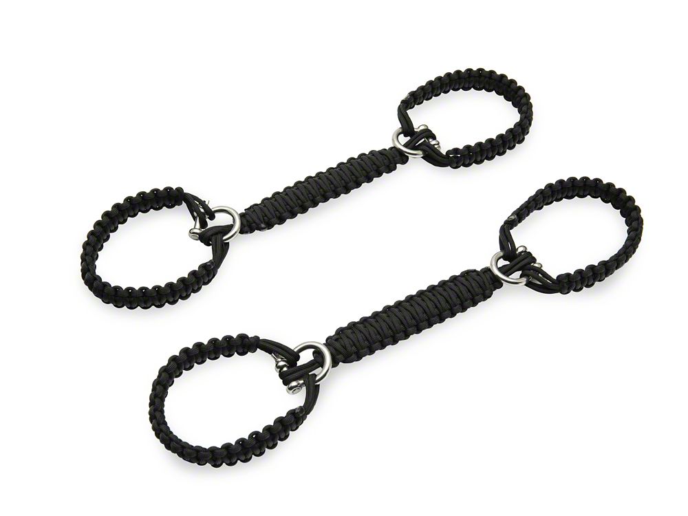 RedRock Front Rollbar Paracord Grab Handles with D-Rings; Black