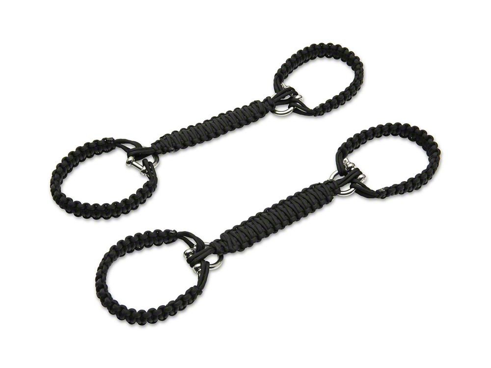 RedRock Front Rollbar Paracord Grab Handles with D-Rings; Black (20-25 Jeep Gladiator JT)