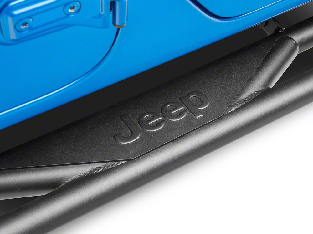 Jeep Licensed by RedRock Rock Sliders with Jeep Logo; Textured Black (20-25 Jeep Gladiator JT)