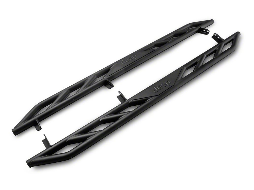Jeep Licensed by RedRock Rock Sliders with Jeep Logo; Textured Black (20-25 Jeep Gladiator JT)