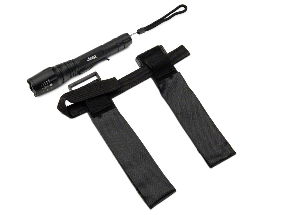Jeep Licensed by RedRock Roll Bar Mounted Flashlight Holder with LED Flashlight (20-25 Jeep Gladiator JT)