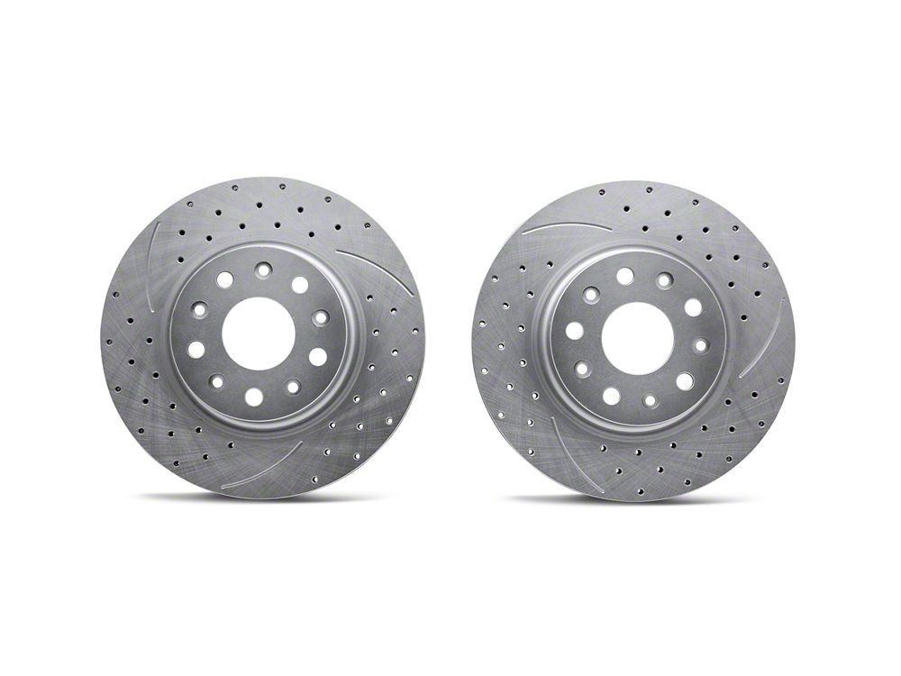 RedRock Cross-Drilled and Slotted Brake Rotor and Pad Kit; Front (20-22 Jeep Gladiator JT)