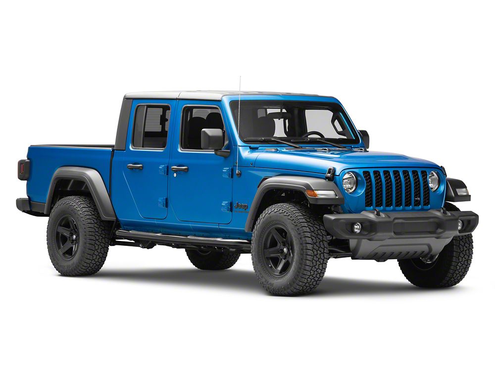 RedRock 3-Inch Round Side Step Bars; Semi-Gloss Black (20-25 Jeep Gladiator JT)