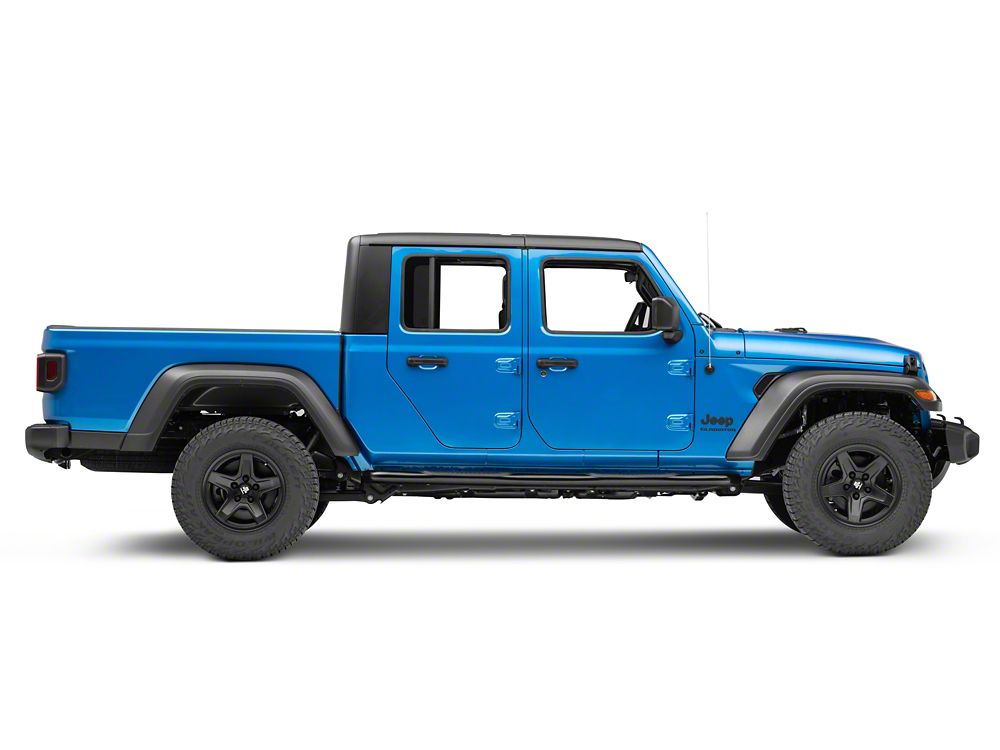RedRock 3-Inch Round Side Step Bars; Semi-Gloss Black (20-25 Jeep Gladiator JT)