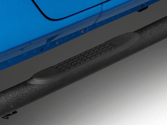 RedRock 3-Inch Round Side Step Bars; Textured Black (20-25 Jeep Gladiator JT)