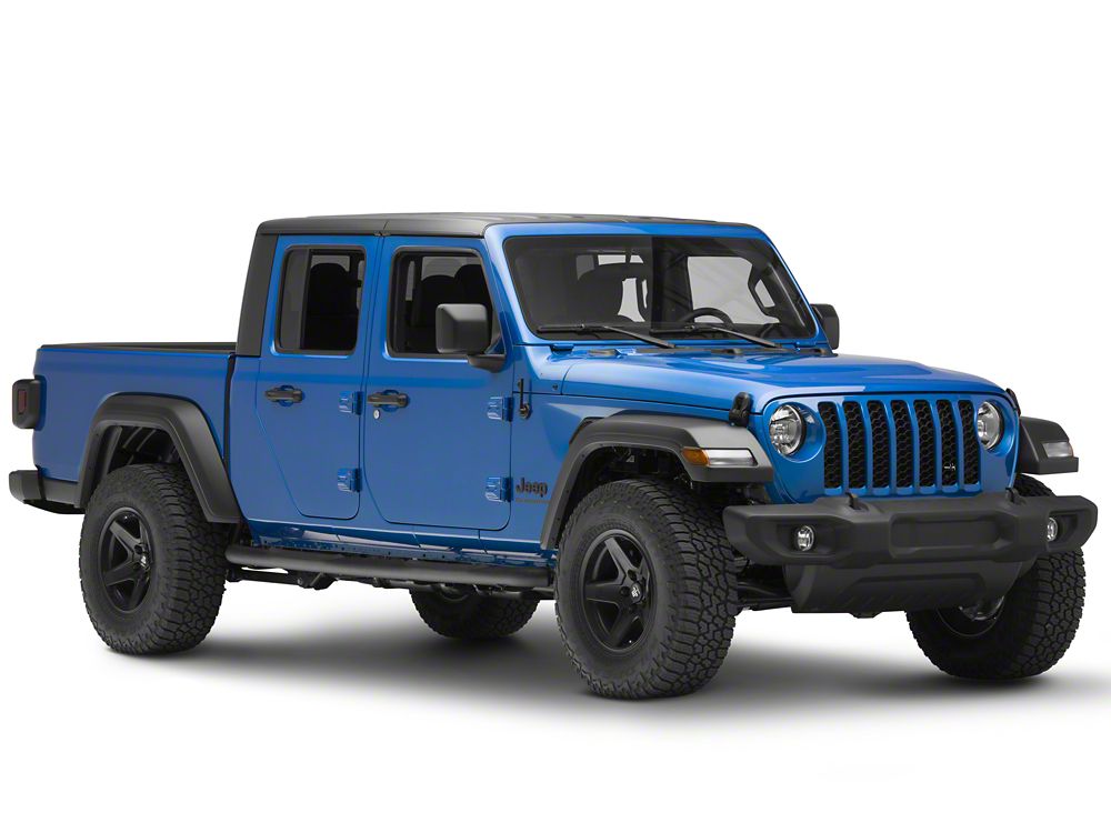 RedRock 3-Inch Round Side Step Bars; Textured Black (20-25 Jeep Gladiator JT)