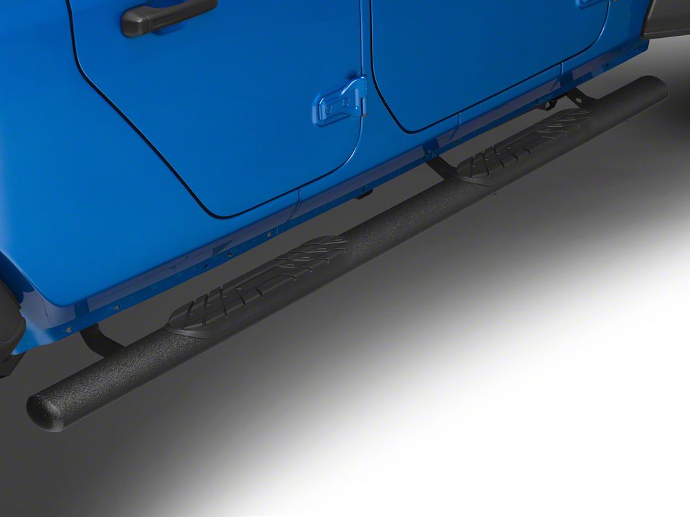 RedRock 4-Inch Oval Straight Side Step Bars; Textured Black (20-25 Jeep Gladiator JT)