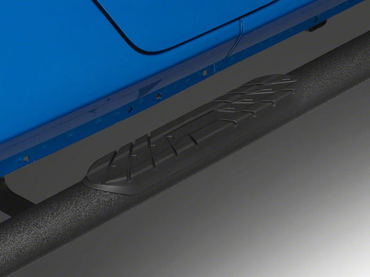 RedRock 4-Inch Oval Straight Side Step Bars; Textured Black (20-25 Jeep Gladiator JT)