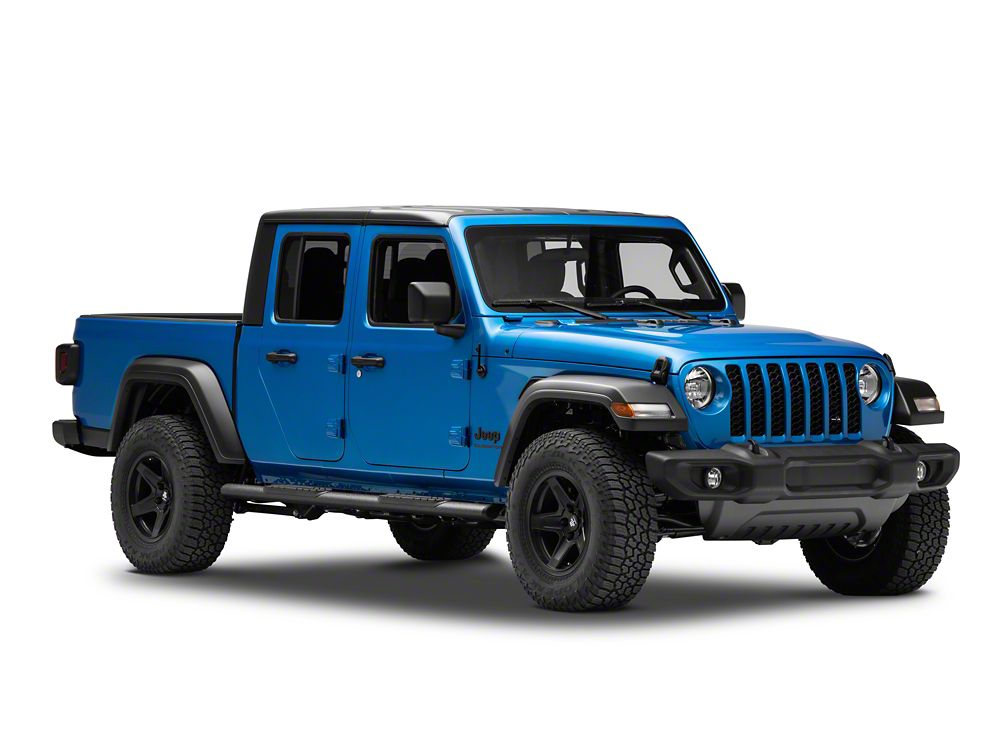 RedRock 4-Inch Oval Straight Side Step Bars; Textured Black (20-25 Jeep Gladiator JT)