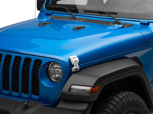 RedRock Billet Hood Catch Kit; White (20-25 Jeep Gladiator JT)