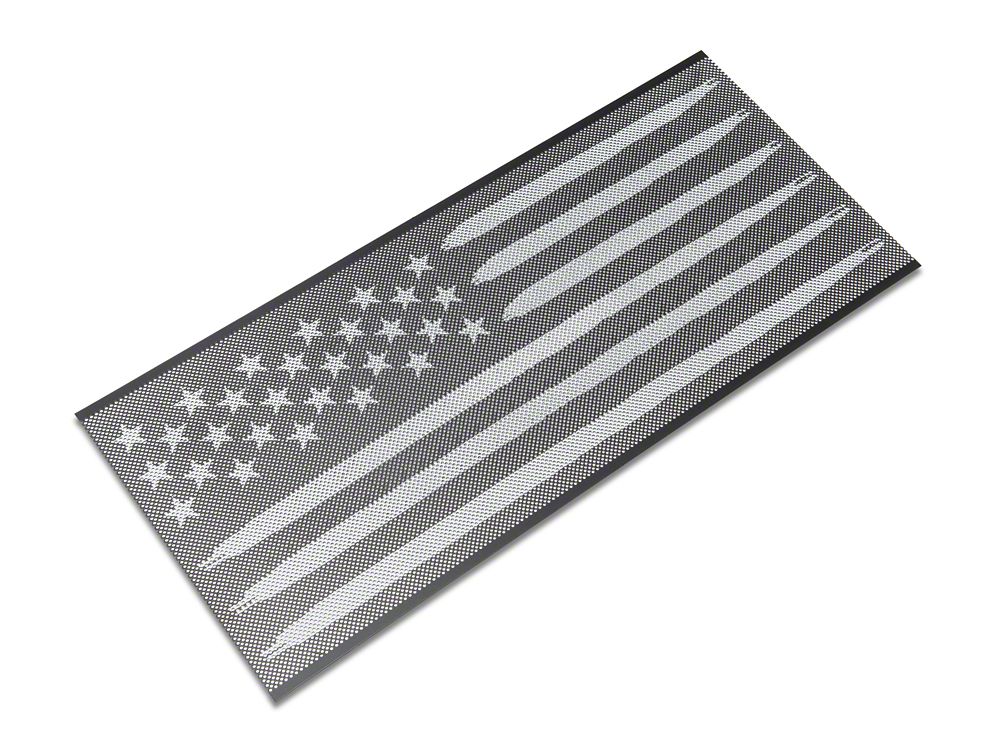 RedRock American Flag V2 Grille Insert; Black and White (20-25 Jeep Gladiator JT, Excluding Mojave)