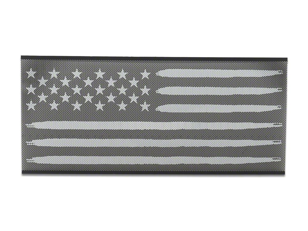 RedRock American Flag V2 Grille Insert; Black and White (20-25 Jeep Gladiator JT, Excluding Mojave)