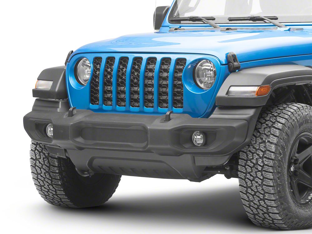 RedRock American Flag V2 Grille Insert; Black and White (20-25 Jeep Gladiator JT, Excluding Mojave)