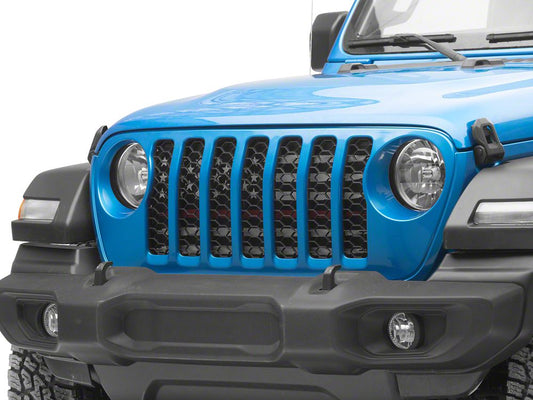 RedRock American Flag V2 Grille Insert; Red and White (20-25 Jeep Gladiator JT, Excluding Mojave)