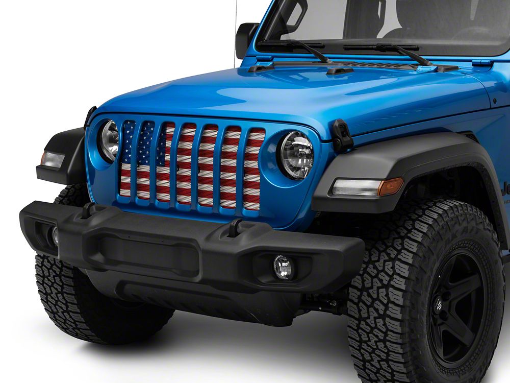 RedRock Grille Insert; Old Glory (20-25 Jeep Gladiator JT w/o TrailCam)