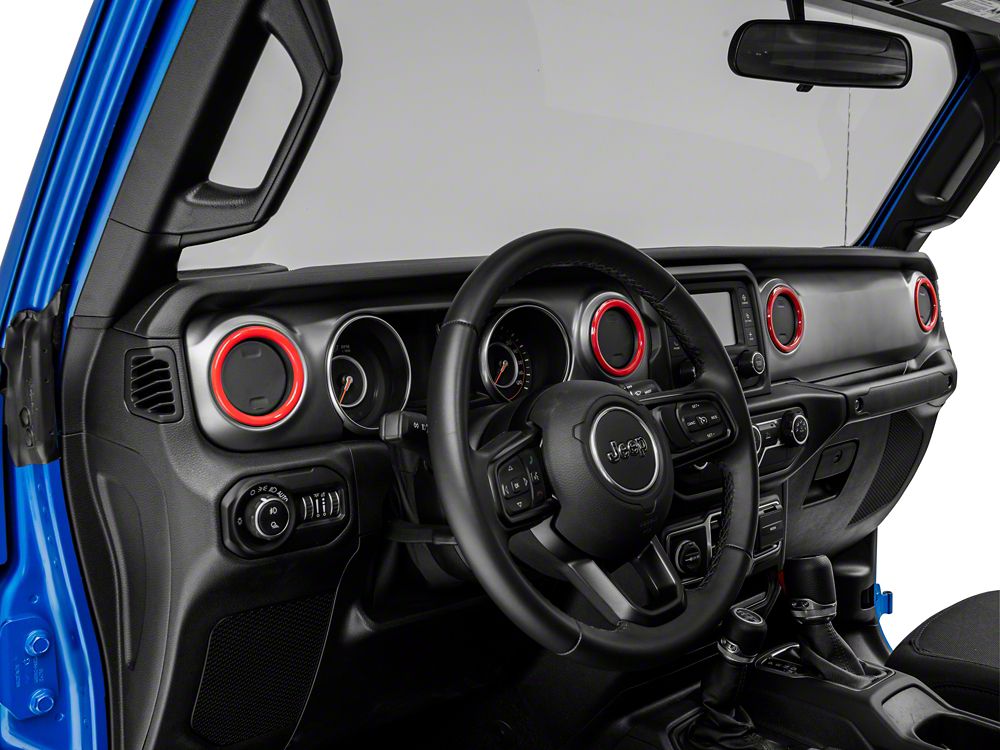 RedRock Air Conditioning Vent Trim Rings; Red (20-25 Jeep