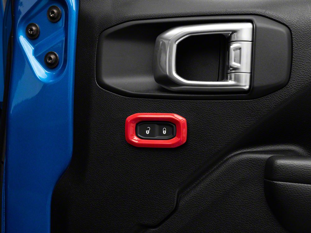 RedRock Door Lock Trim Bezels; Red (20-25 Jeep Gladiator JT)