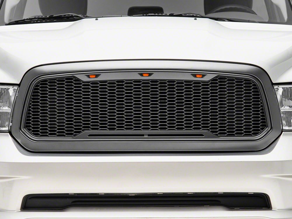 RedRock Baja Upper Replacement Grille with LED Lighting; Charcoal (13-18 RAM 1500, Excluding Rebel)