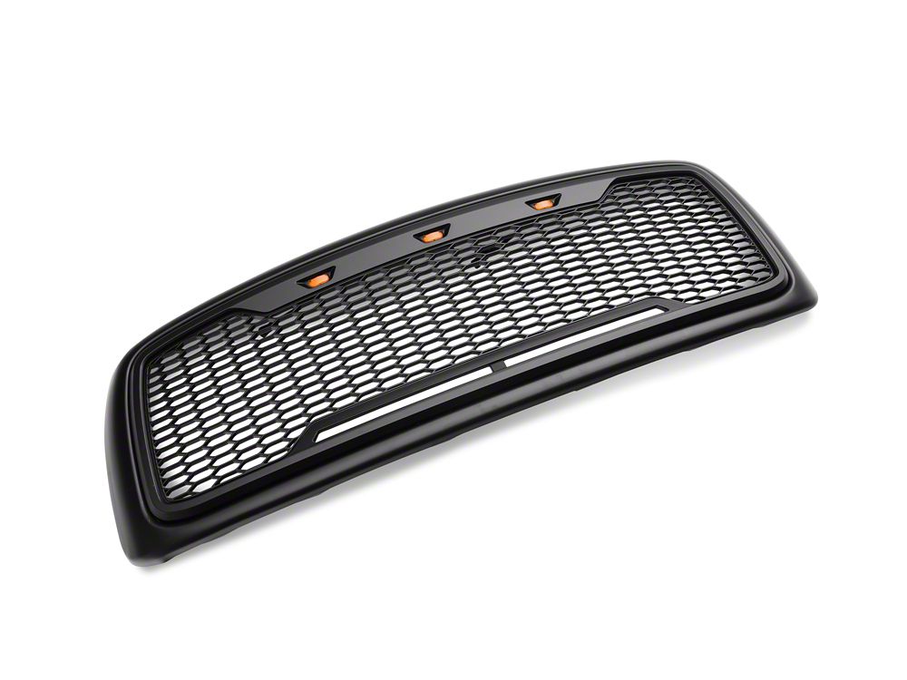 RedRock Baja Upper Replacement Grille with LED Lighting; Matte Black (02-05 RAM 1500)