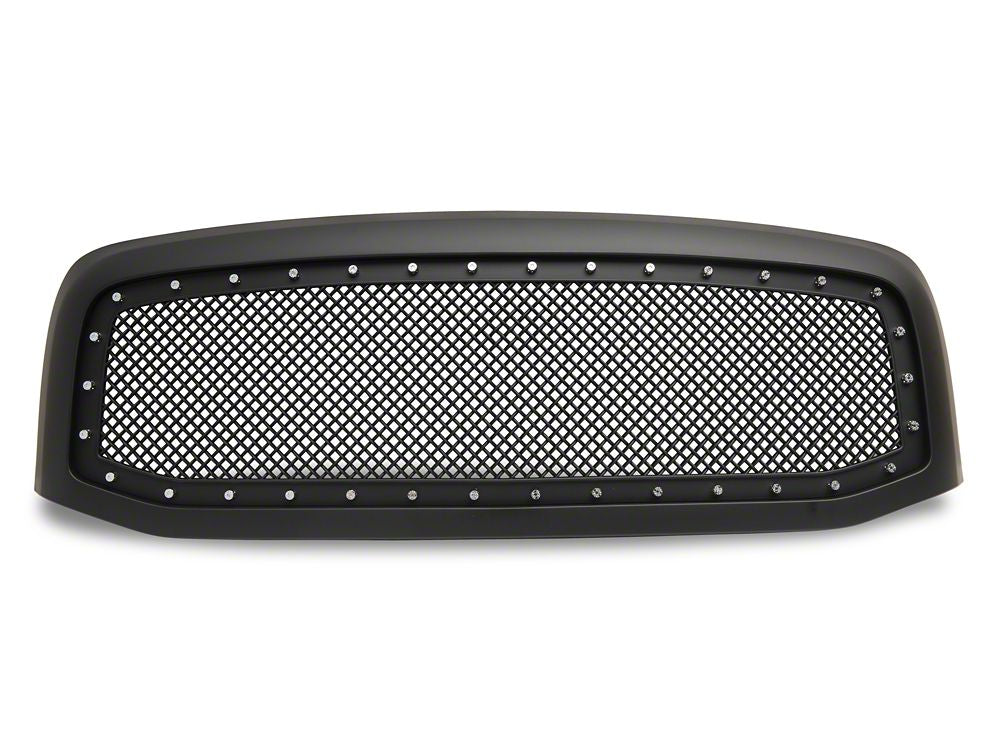 RedRock Mesh Upper Replacement Grille with Rivets; Matte Black (06-08 RAM 1500)