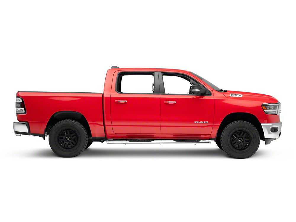 RedRock 5-Inch Oval Bent End Side Step Bars; Stainless Steel (19-25 RAM 1500 Crew Cab)