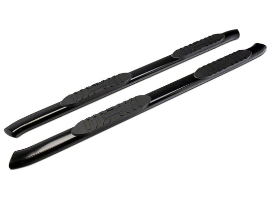 RedRock 5-Inch Oval Bent End Side Step Bars; Black (19-25 RAM 1500 Crew Cab)