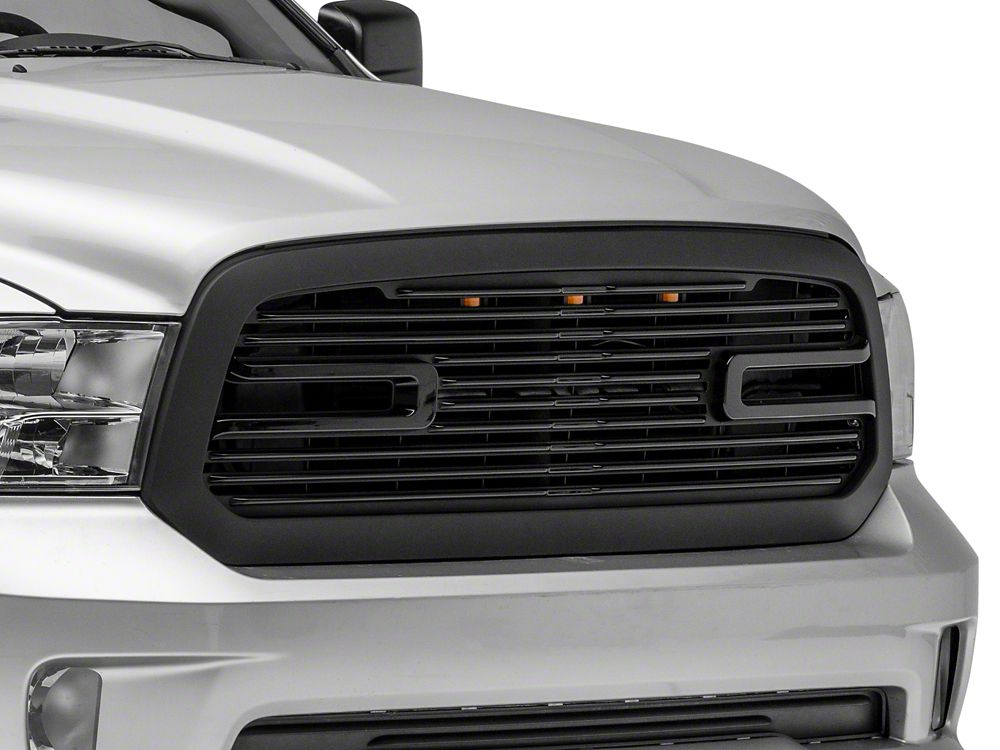 RedRock Boss Upper Replacement Grille with LED DRL; Matte Black (13-18 RAM 1500, Excluding Rebel)