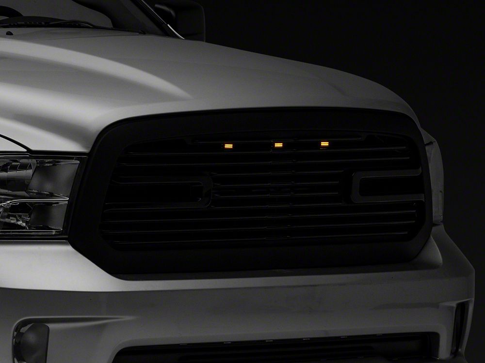 RedRock Boss Upper Replacement Grille with LED DRL; Matte Black (13-18 RAM 1500, Excluding Rebel)