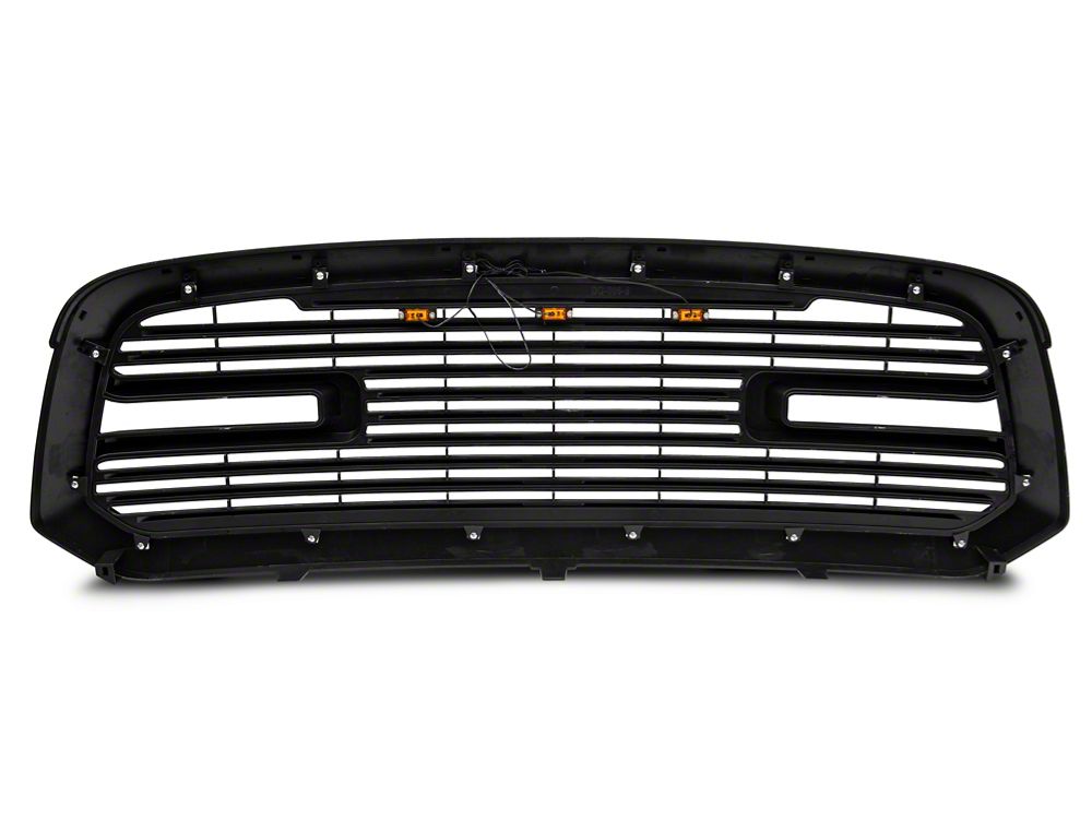 RedRock Boss Upper Replacement Grille with LED DRL; Matte Black (13-18 RAM 1500, Excluding Rebel)
