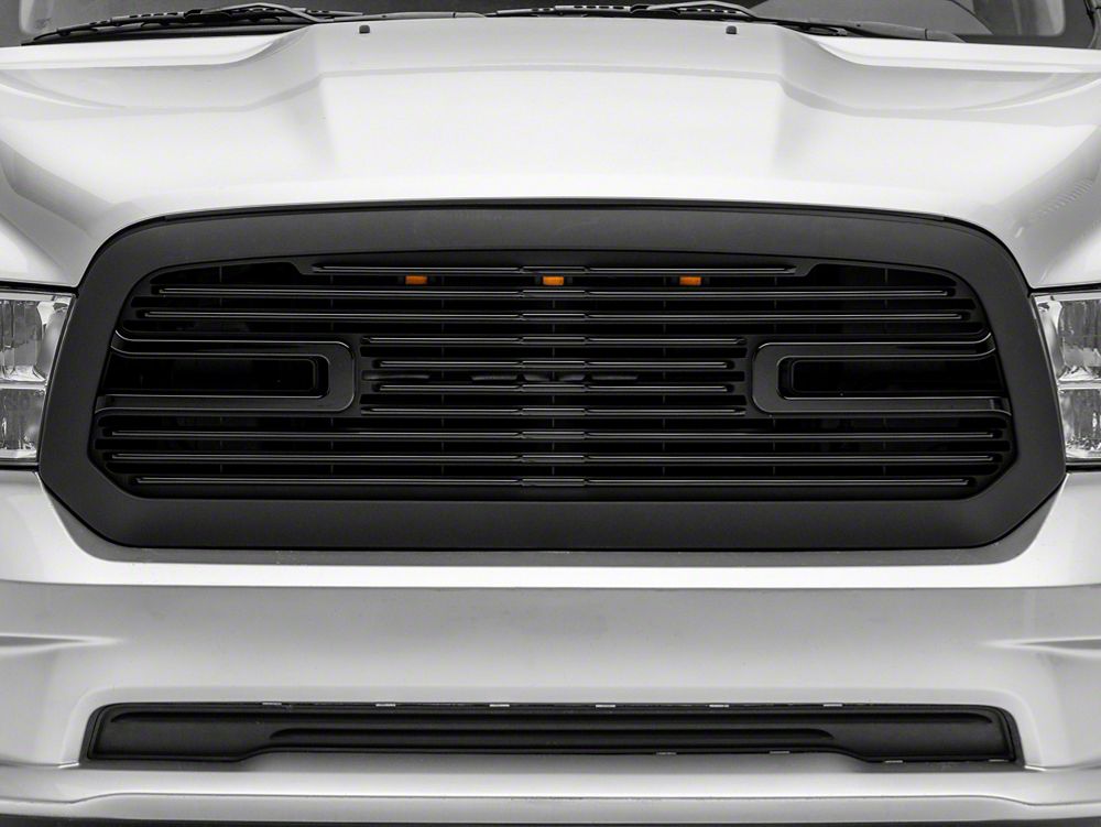 RedRock Boss Upper Replacement Grille with LED DRL; Matte Black (13-18 RAM 1500, Excluding Rebel)