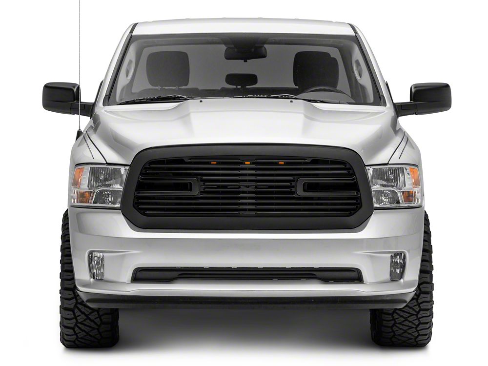 RedRock Boss Upper Replacement Grille with LED DRL; Matte Black (13-18 RAM 1500, Excluding Rebel)