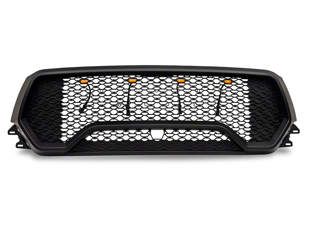 RedRock Rebel Style Upper Replacement Grille with LED DRL; Matte Black (19-24 RAM 1500 Big Horn, Laramie, Lone Star, Tradesman, Excluding Classic)