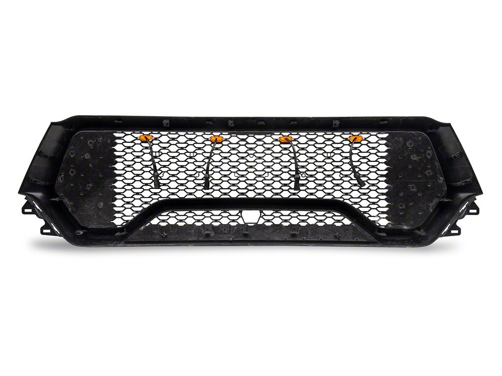 RedRock Rebel Style Upper Replacement Grille with LED DRL; Matte Black (19-24 RAM 1500 Big Horn, Laramie, Lone Star, Tradesman, Excluding Classic)
