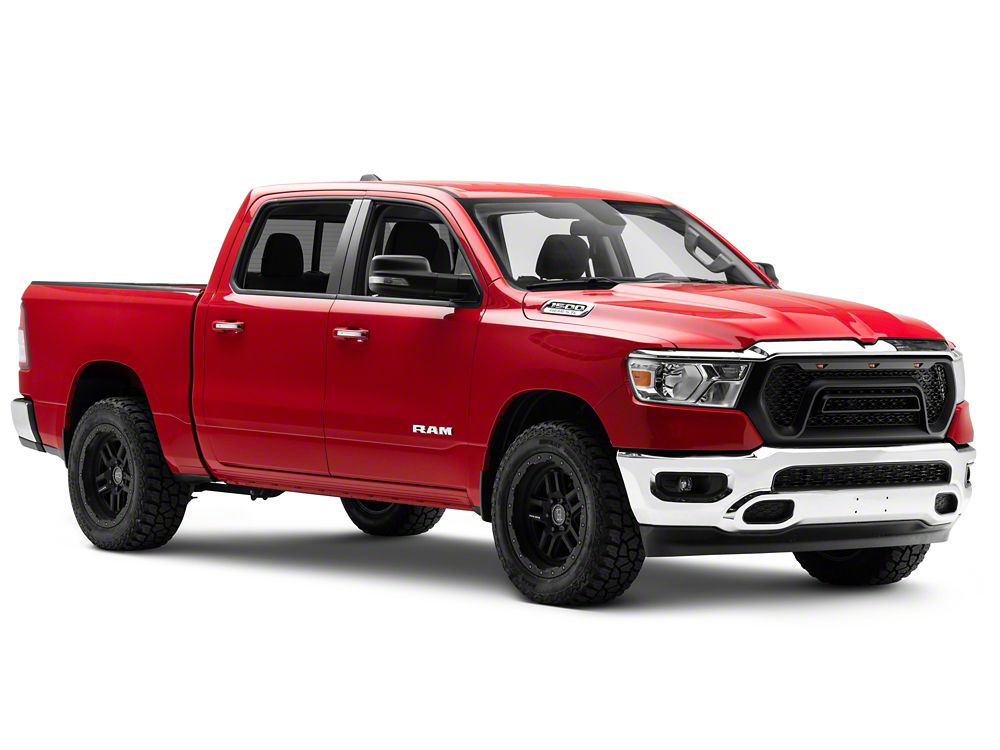 RedRock Rebel Style Upper Replacement Grille with LED DRL; Matte Black (19-24 RAM 1500 w/o Forward Facing Camera)