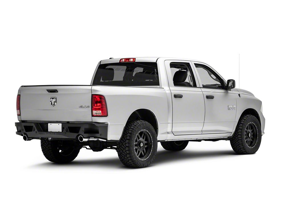 RAM Licensed by RedRock Extreme HD Rear Bumper with RAM Logo; Textured Black (09-18 RAM 1500)