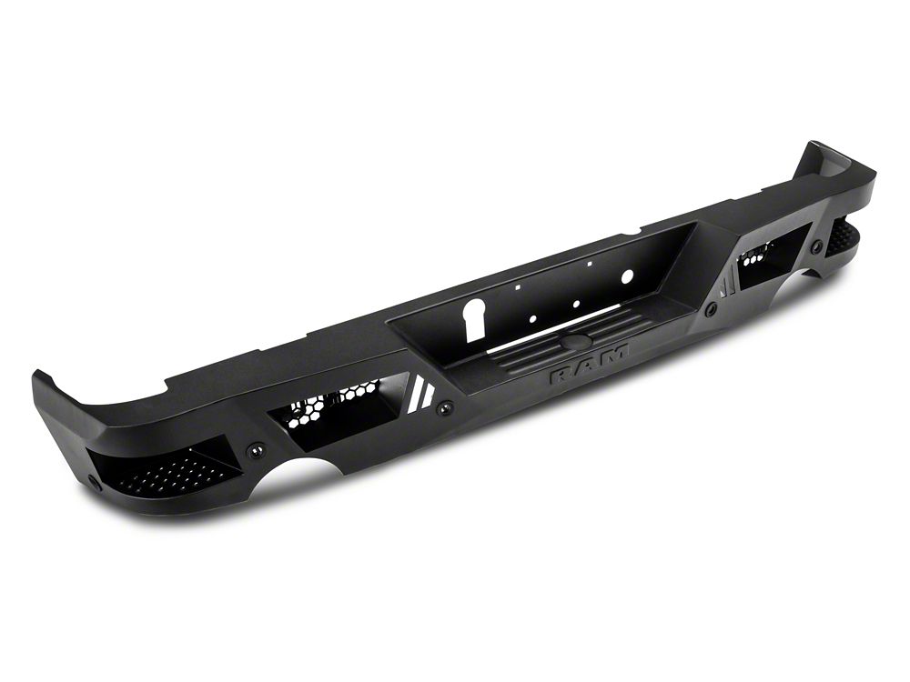 RAM Licensed by RedRock Extreme HD Rear Bumper with RAM Logo; Textured Black (09-18 RAM 1500)