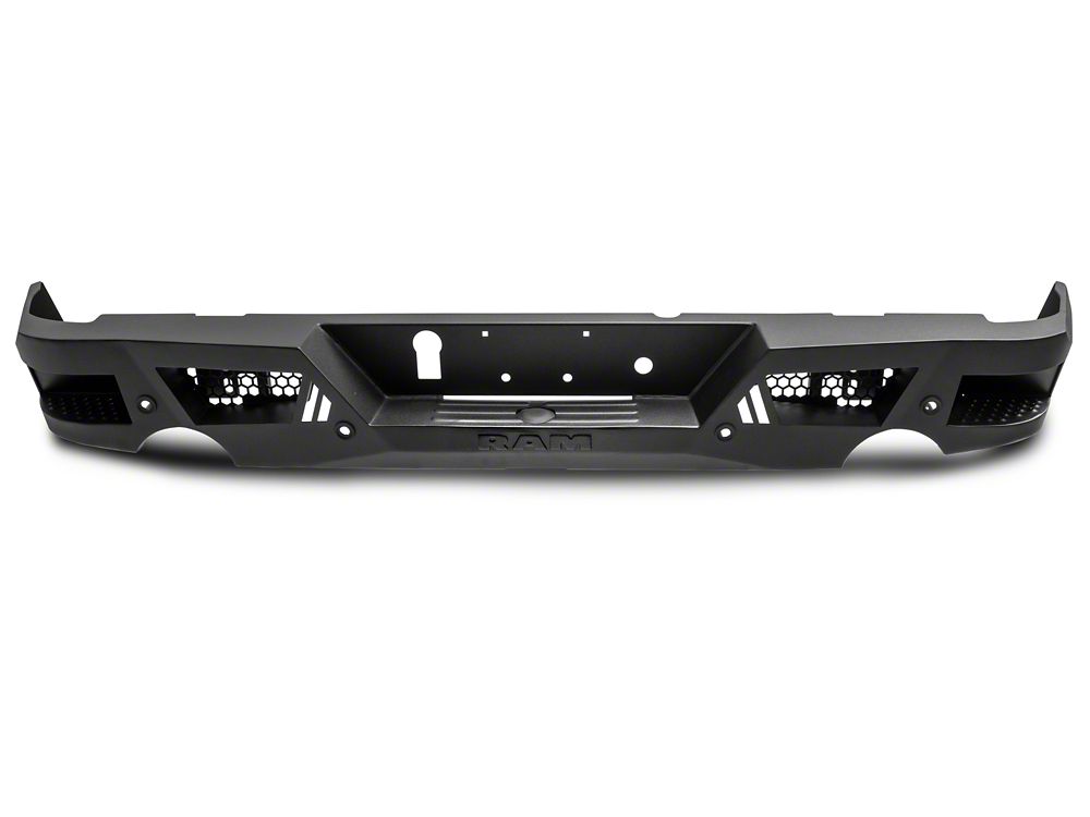 RAM Licensed by RedRock Extreme HD Rear Bumper with RAM Logo; Textured Black (09-18 RAM 1500)