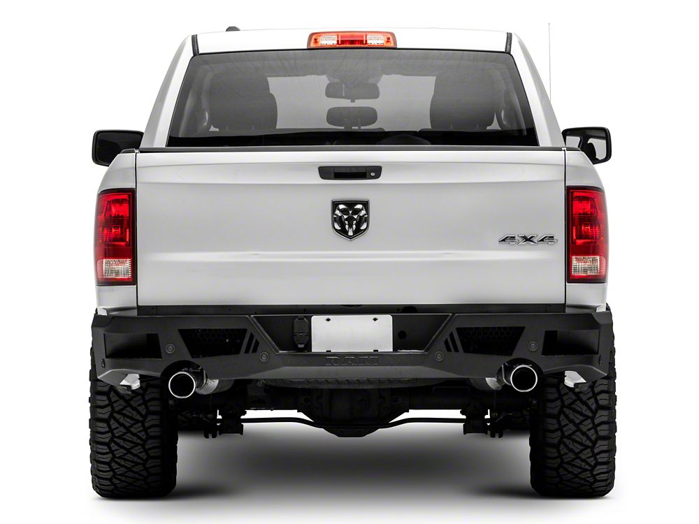 RAM Licensed by RedRock Extreme HD Rear Bumper with RAM Logo; Textured Black (09-18 RAM 1500)
