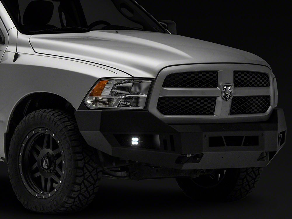 RAM Licensed by RedRock Extreme HD Front Bumper with LED Fog Lights and RAM Logo; Textured Black (13-18 RAM 1500, Excluding Rebel)