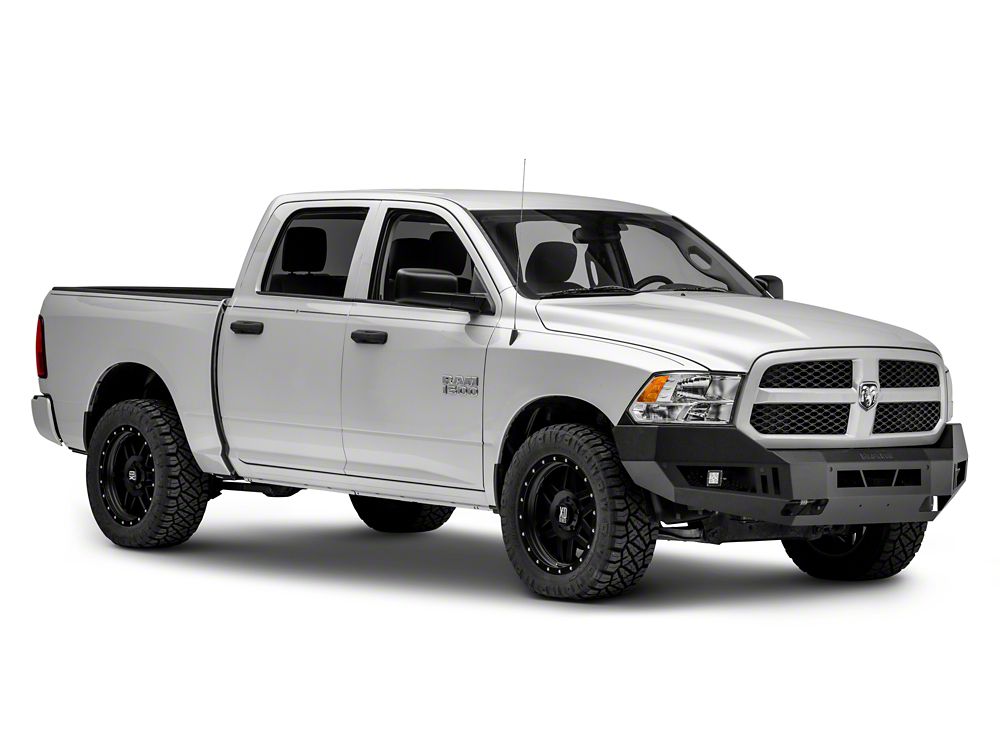 RAM Licensed by RedRock Extreme HD Front Bumper with LED Fog Lights and RAM Logo; Textured Black (13-18 RAM 1500, Excluding Rebel)