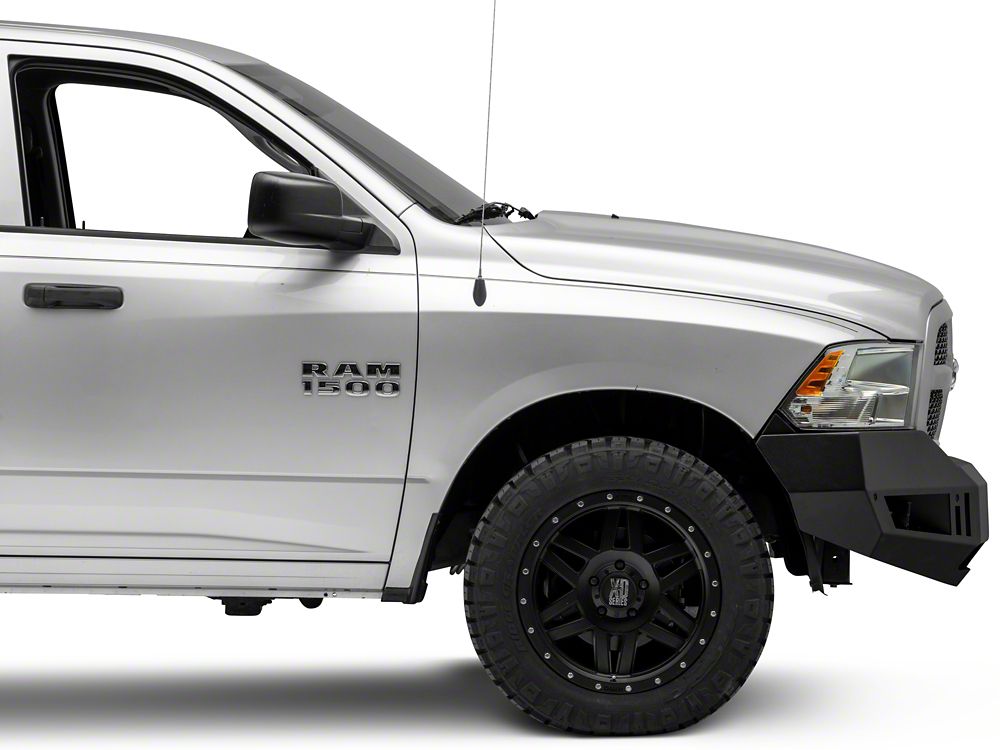RAM Licensed by RedRock Extreme HD Front Bumper with LED Fog Lights and RAM Logo; Textured Black (13-18 RAM 1500, Excluding Rebel)