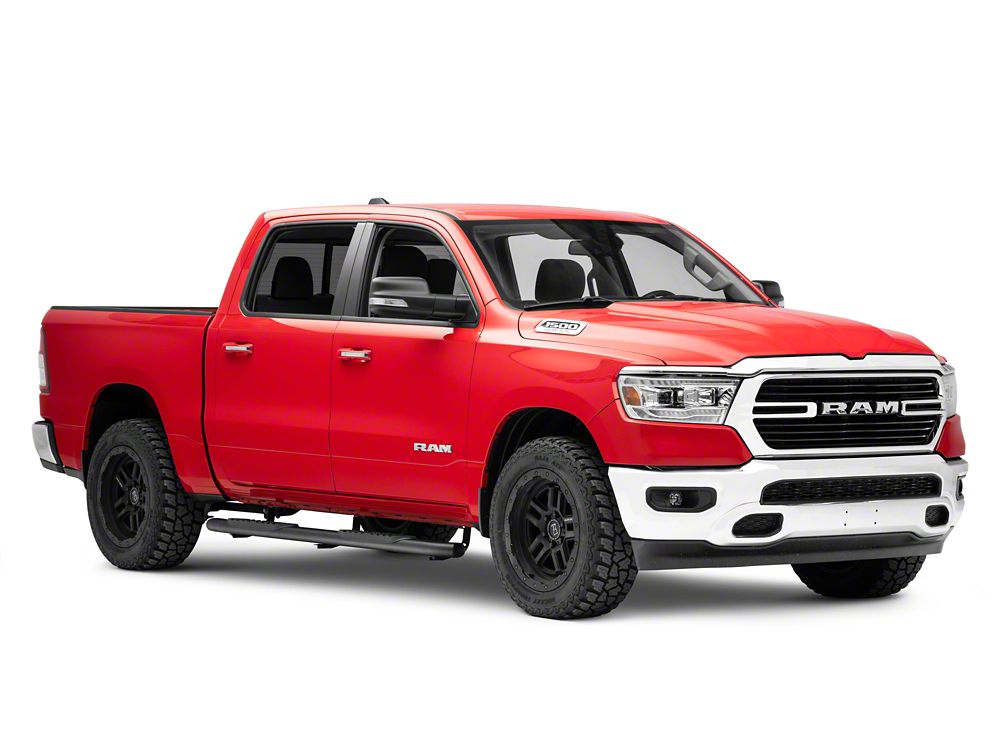 RAM Licensed by RedRock 5-Inch Oval Bent End Side Step Bars with Ram Logo; Textured Black (09-18 RAM 1500 Crew Cab)