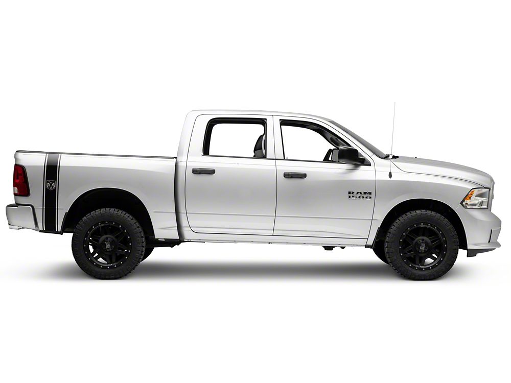 RAM Licensed by RedRock RAM Head Vertical Stripe; Gloss Black (02-18 RAM 1500)