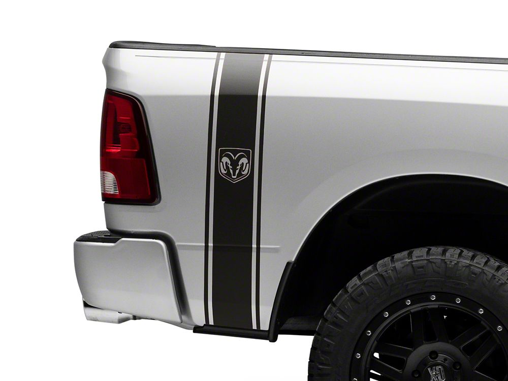 RAM Licensed by RedRock RAM Head Vertical Stripe; Matte Black (02-18 RAM 1500)