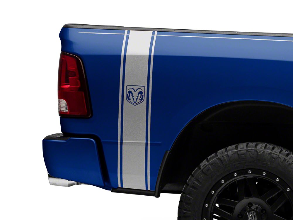 RAM Licensed by RedRock RAM Head Vertical Stripe; Silver (02-18 RAM 1500)