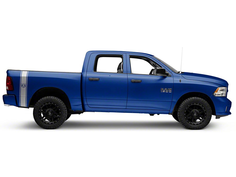 RAM Licensed by RedRock RAM Head Vertical Stripe; Silver (02-18 RAM 1500)