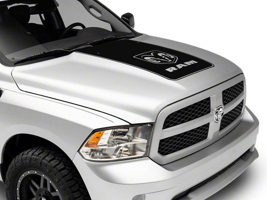 RAM Licensed by RedRock Hood Decal with Logo; Gloss Black (09-18 RAM 1500, Excluding Rebel)