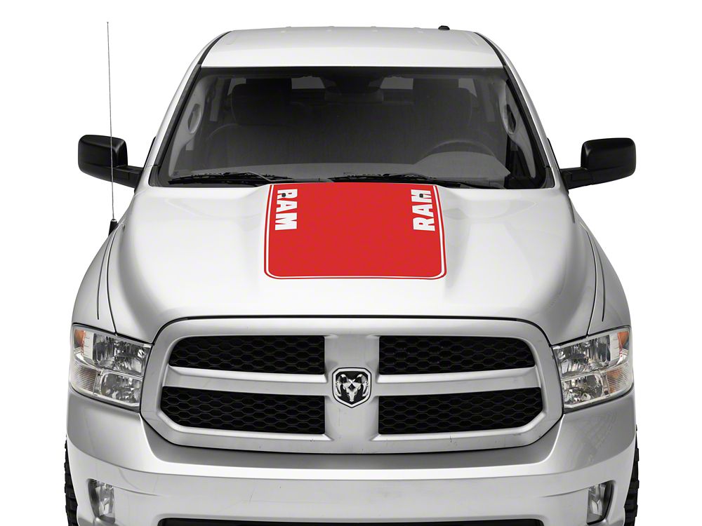 RAM Licensed by RedRock Hood Decal with RAM Logo; Red (09-18 RAM 1500, Excluding Rebel)